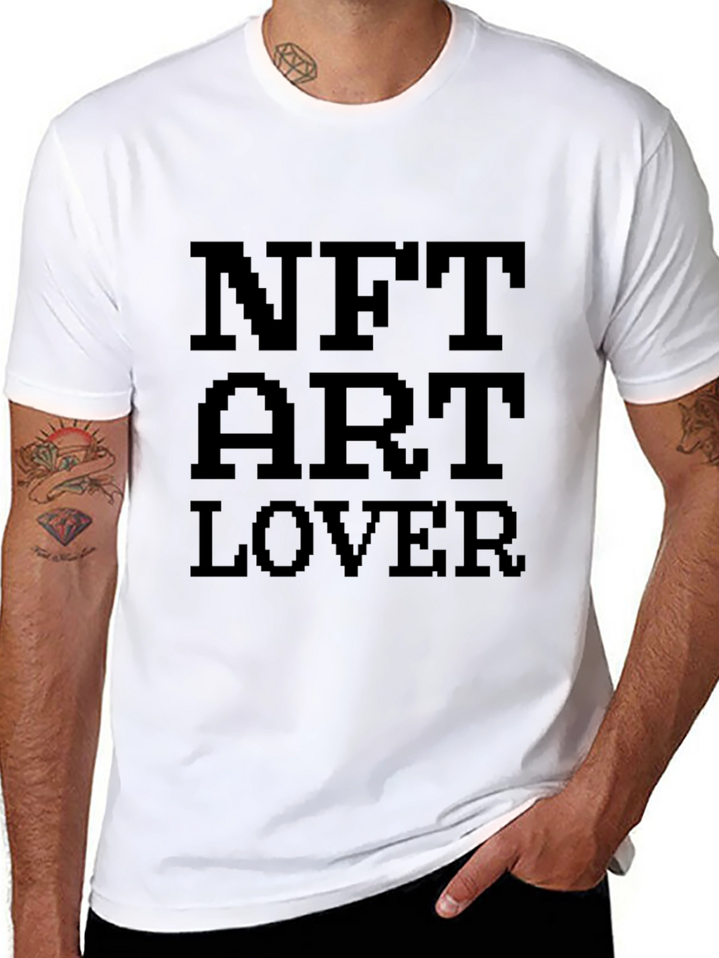 NFT Art Lover Pixelated Graphic Black T-Shirt