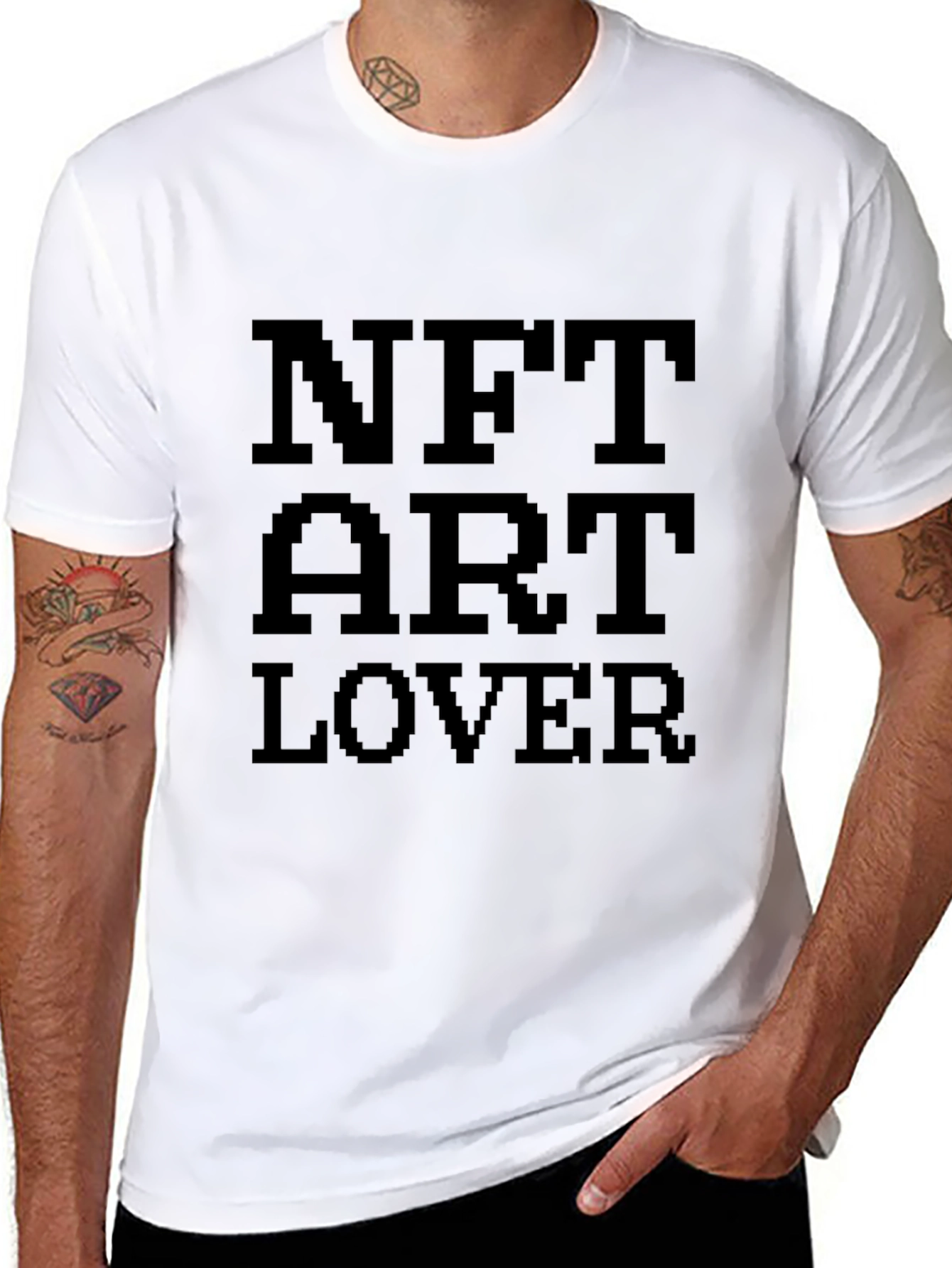 NFT Art Lover Pixelated Graphic Black T-Shirt