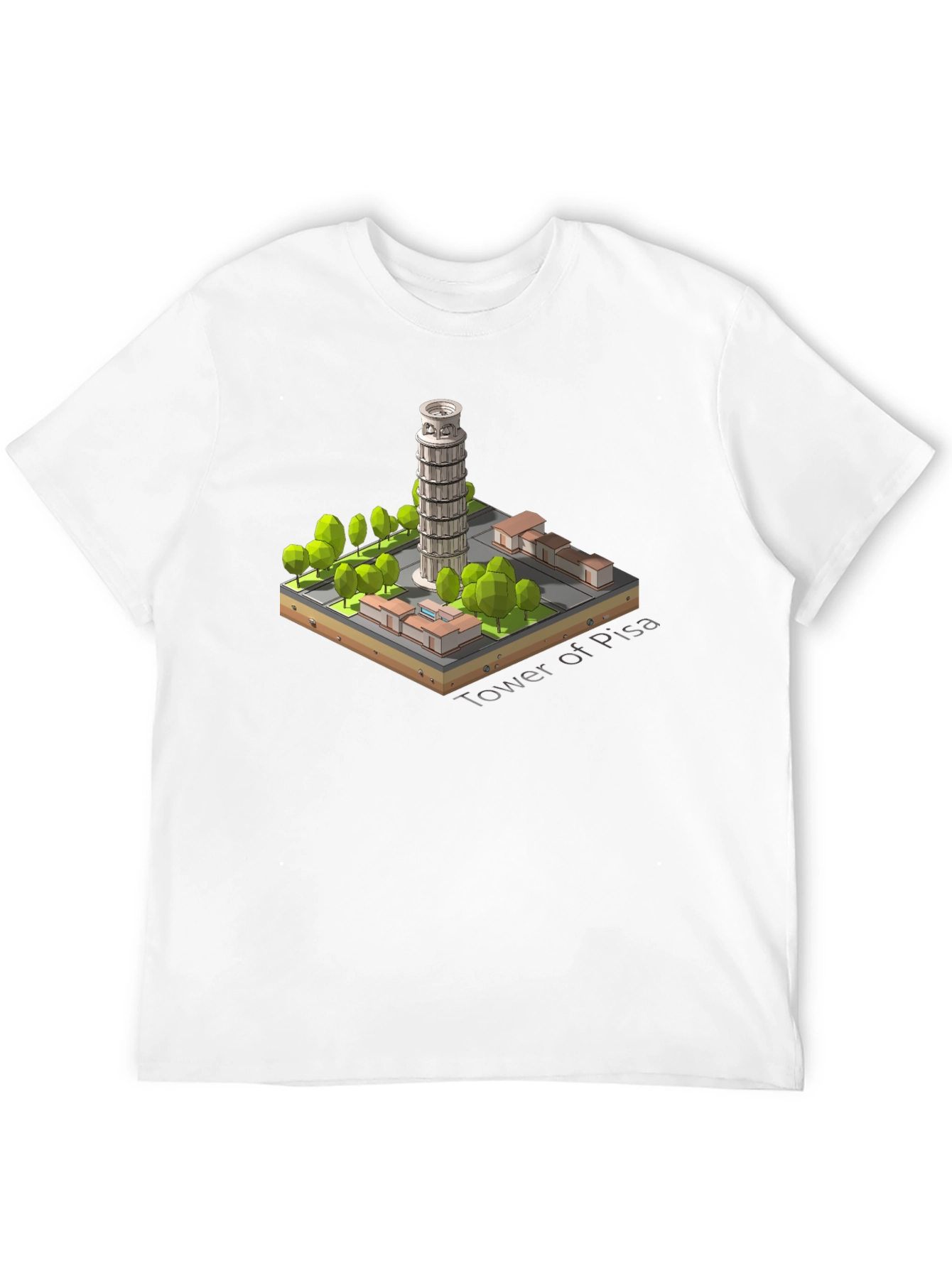 Tower of Pisa Graphic Tee - Black Cotton Blend