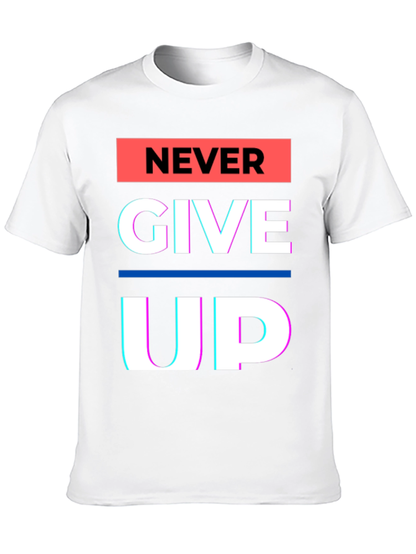 Never Give Up Graphic Tee - Motivational Black T-Shirt