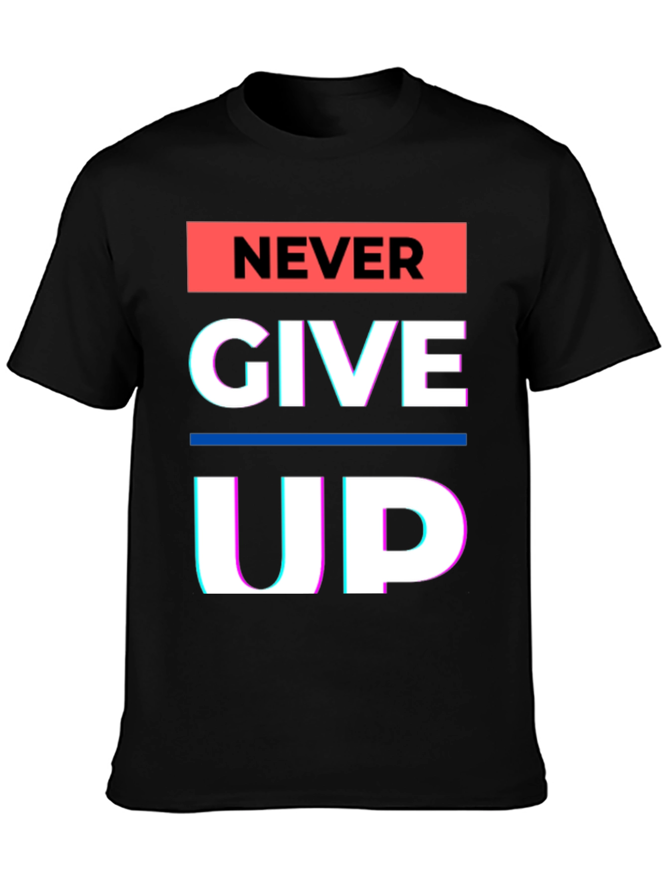 Never Give Up Graphic Tee - Motivational Black T-Shirt