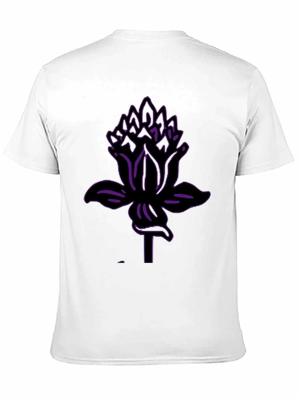 Black Tee with Purple Lotus Flower Graphic