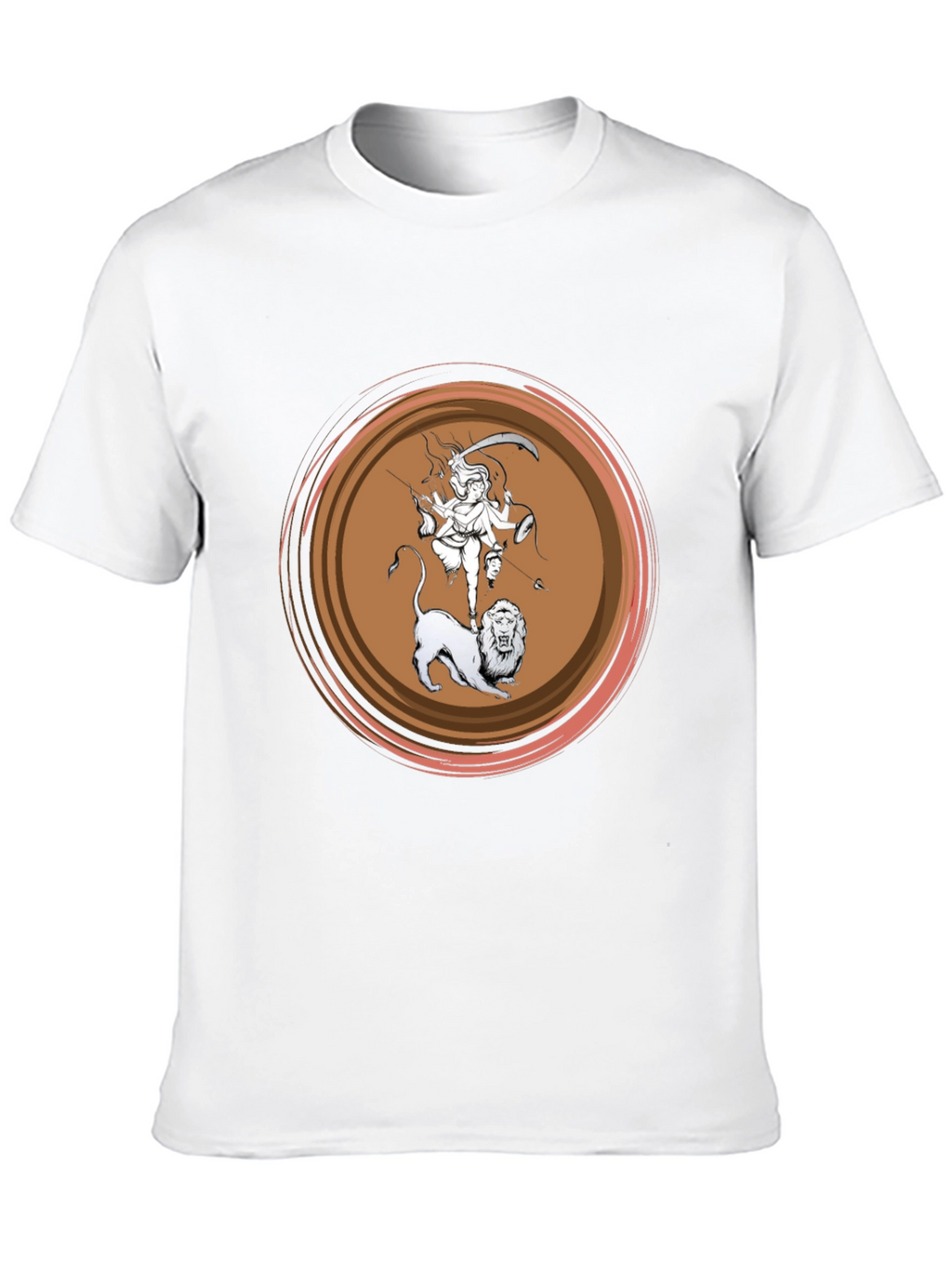 Durga Lion Graphic T-Shirt - Black Cotton Tee