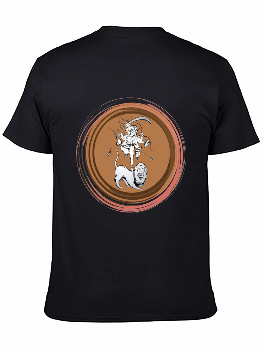Durga Lion Graphic T-Shirt - Black Cotton Tee