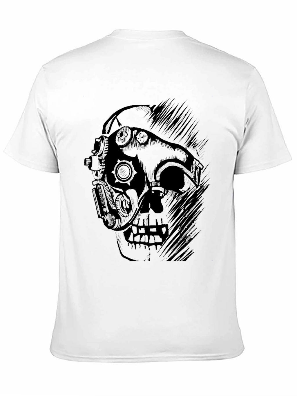 Steampunk Skull Graphic Black T-Shirt