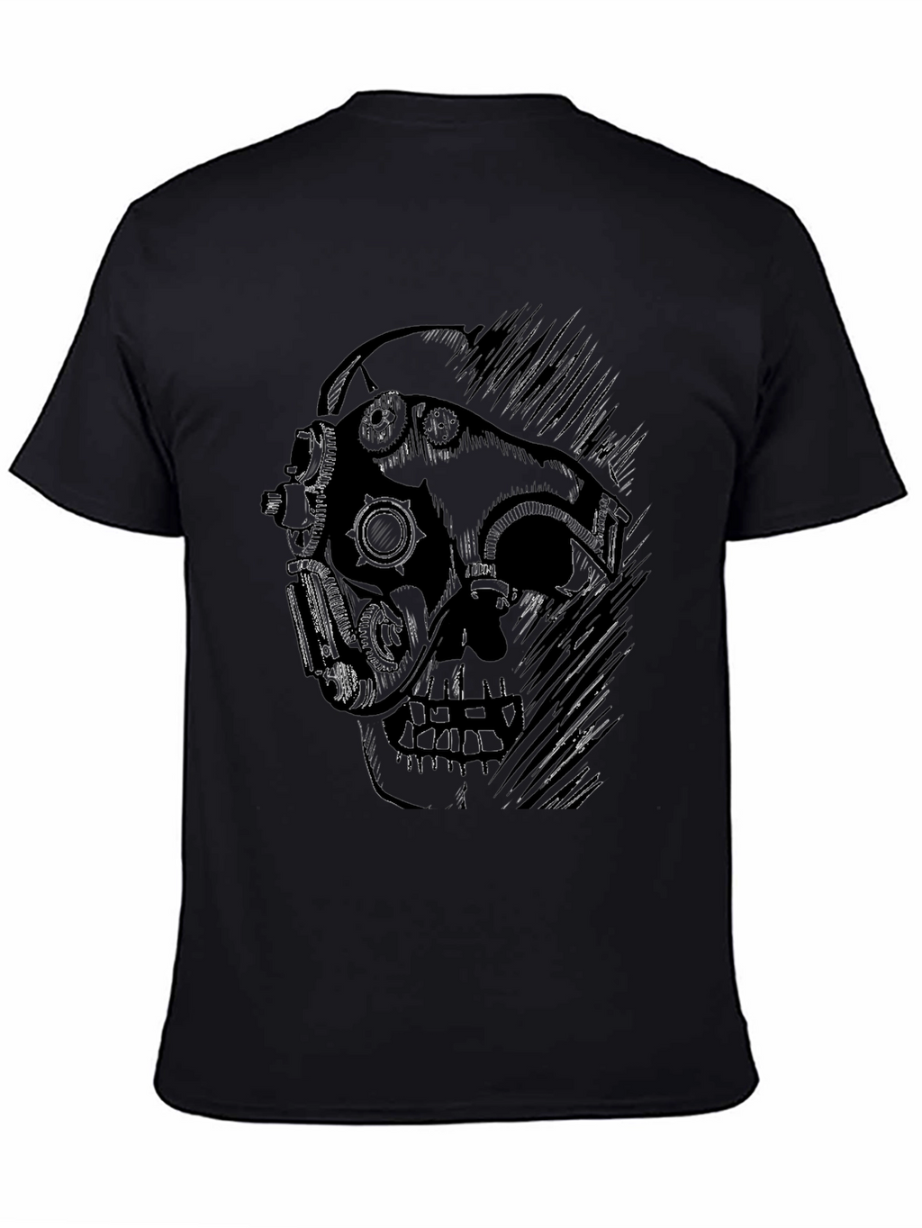 Steampunk Skull Graphic Black T-Shirt