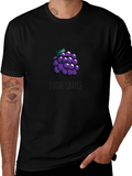I Love Grapes Graphic T-Shirt - Casual Black Tee