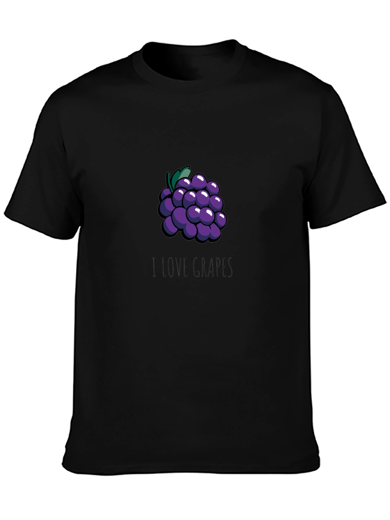 I Love Grapes Graphic T-Shirt - Casual Black Tee