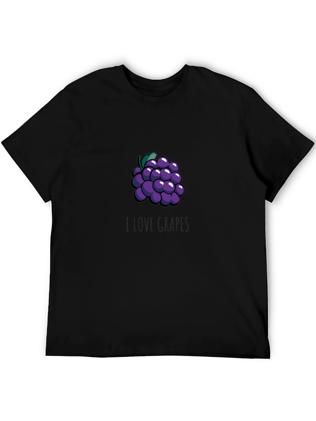 I Love Grapes Graphic T-Shirt - Casual Black Tee