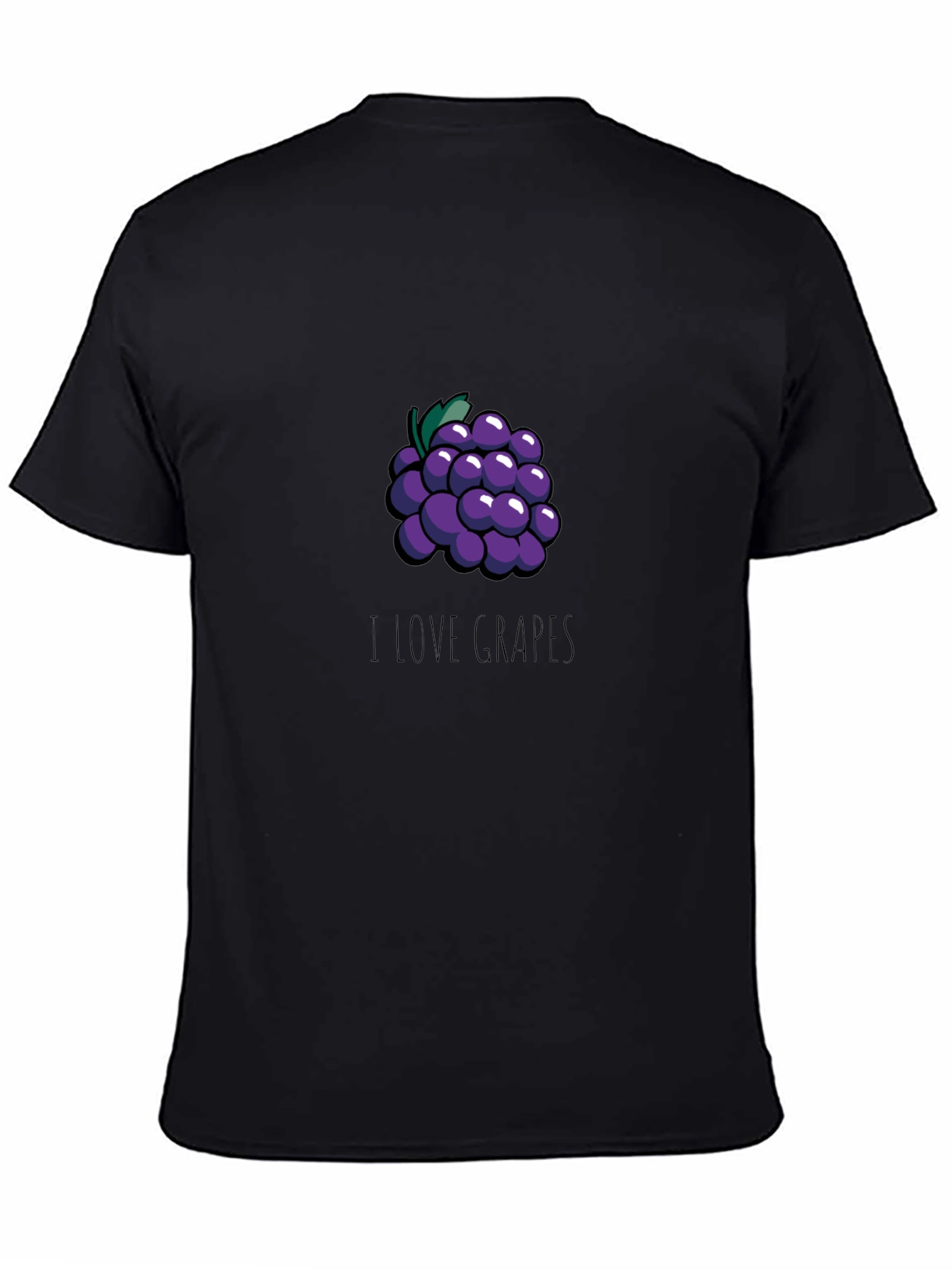 I Love Grapes Graphic T-Shirt - Casual Black Tee