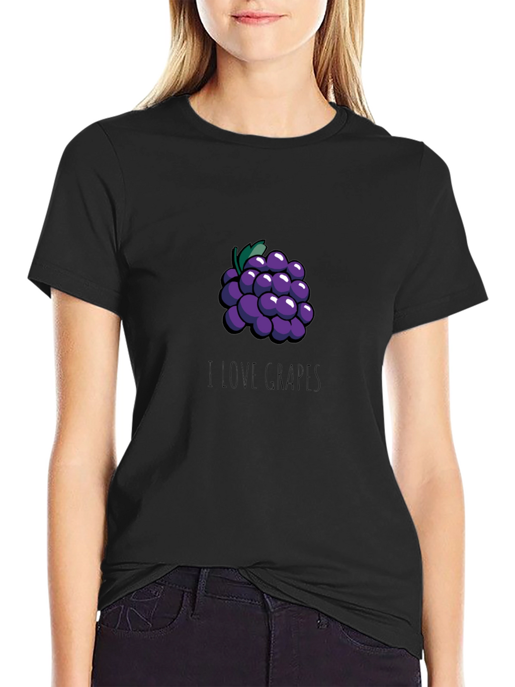 I Love Grapes Graphic T-Shirt - Casual Black Tee