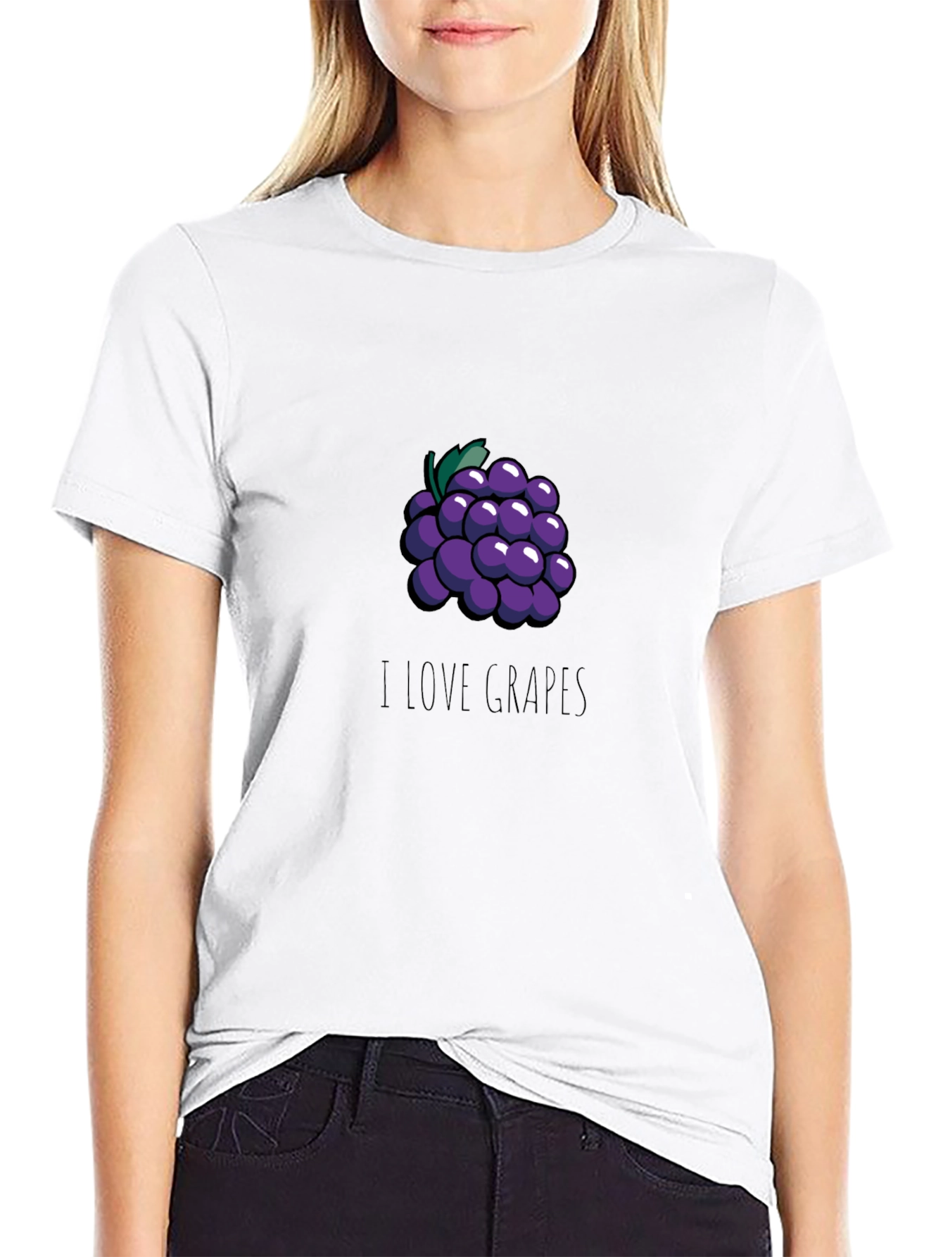I Love Grapes Graphic T-Shirt - Casual Black Tee