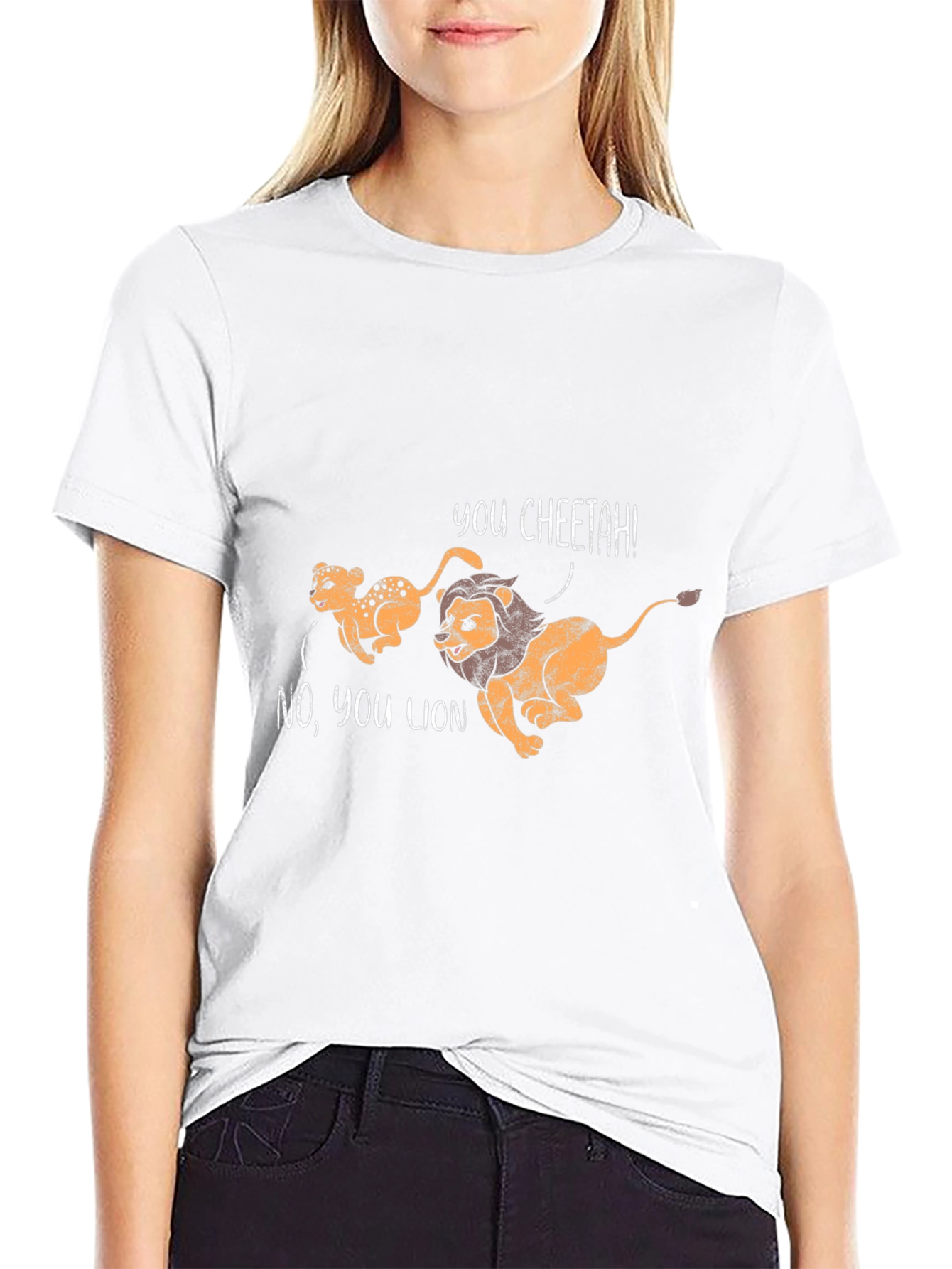 Funny Lion and Cheetah Graphic T-Shirt