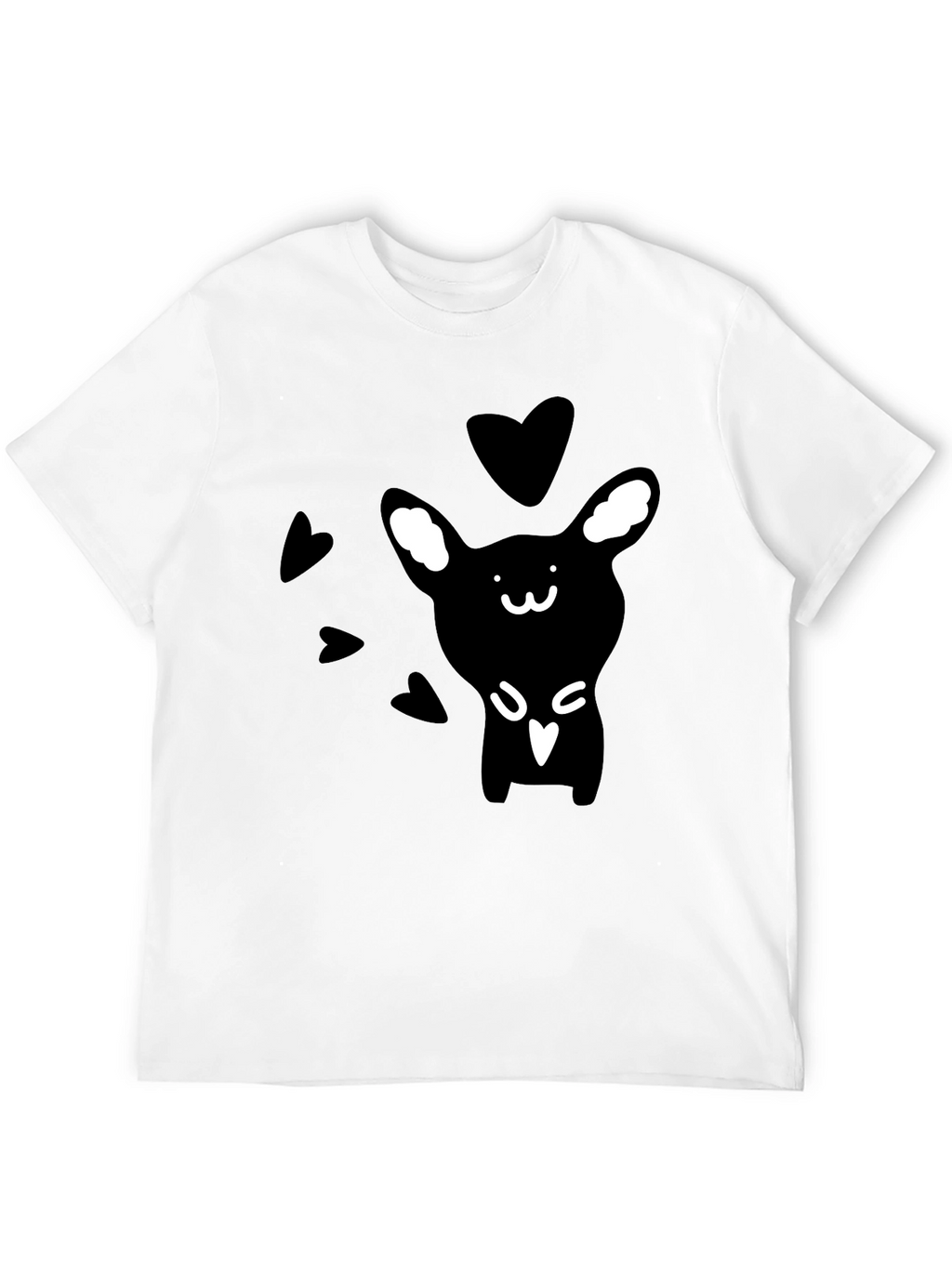 Cute Rabbit Graphic Print Black T-Shirt