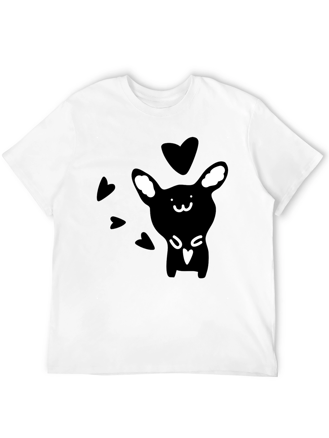 Cute Rabbit Graphic Print Black T-Shirt