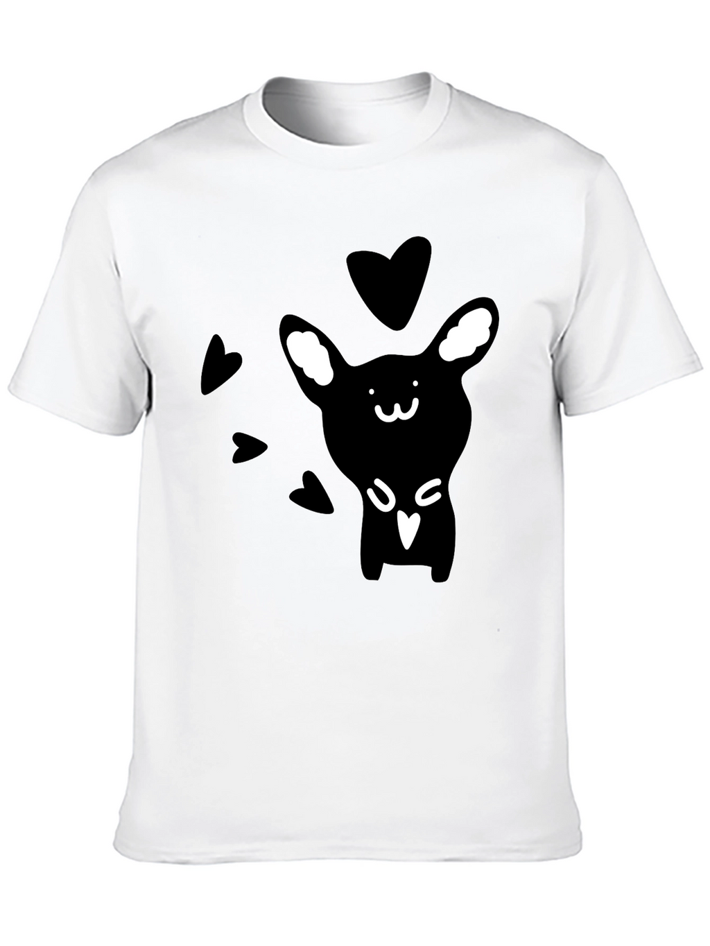 Cute Rabbit Graphic Print Black T-Shirt