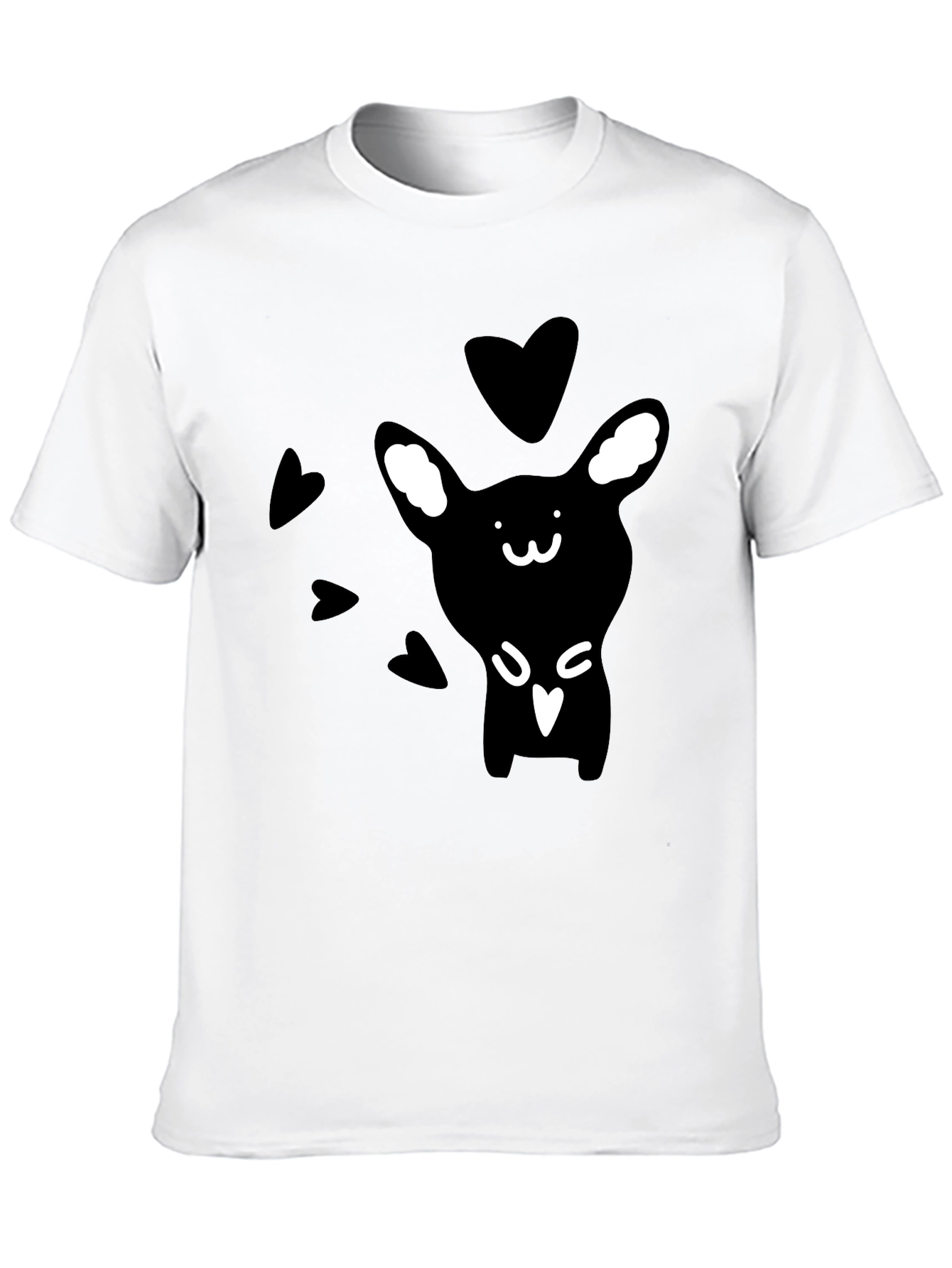 Cute Rabbit Graphic Print Black T-Shirt