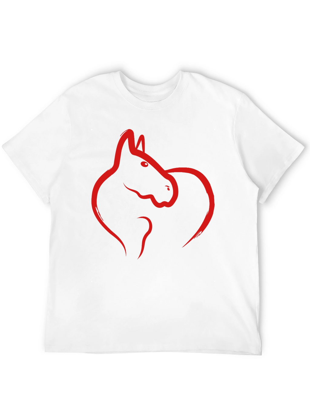 Black Tee with Red Horse Graphic