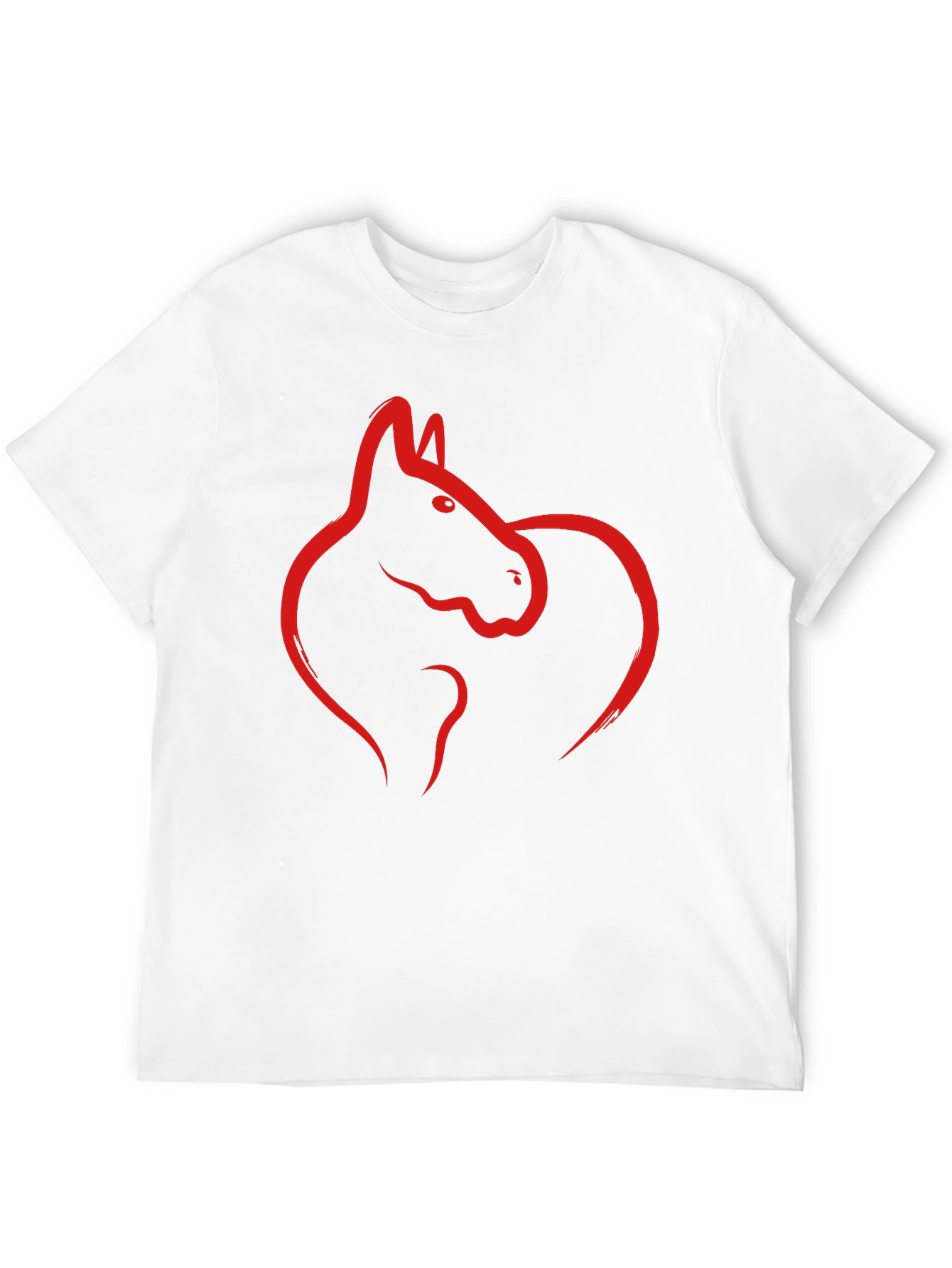 Black Tee with Red Horse Graphic