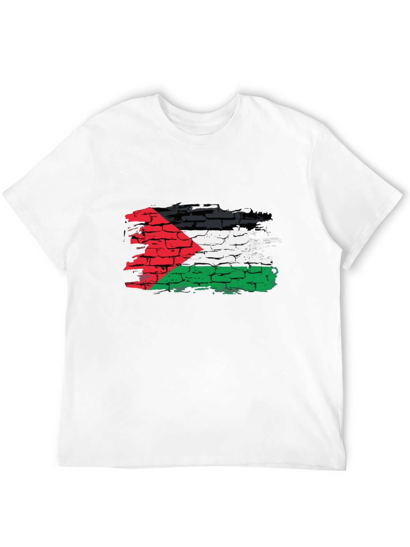 Palestine Flag Brick Wall Mens Black T-Shirt