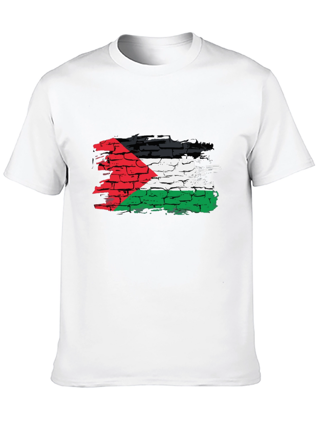 Palestine Flag Brick Wall Mens Black T-Shirt