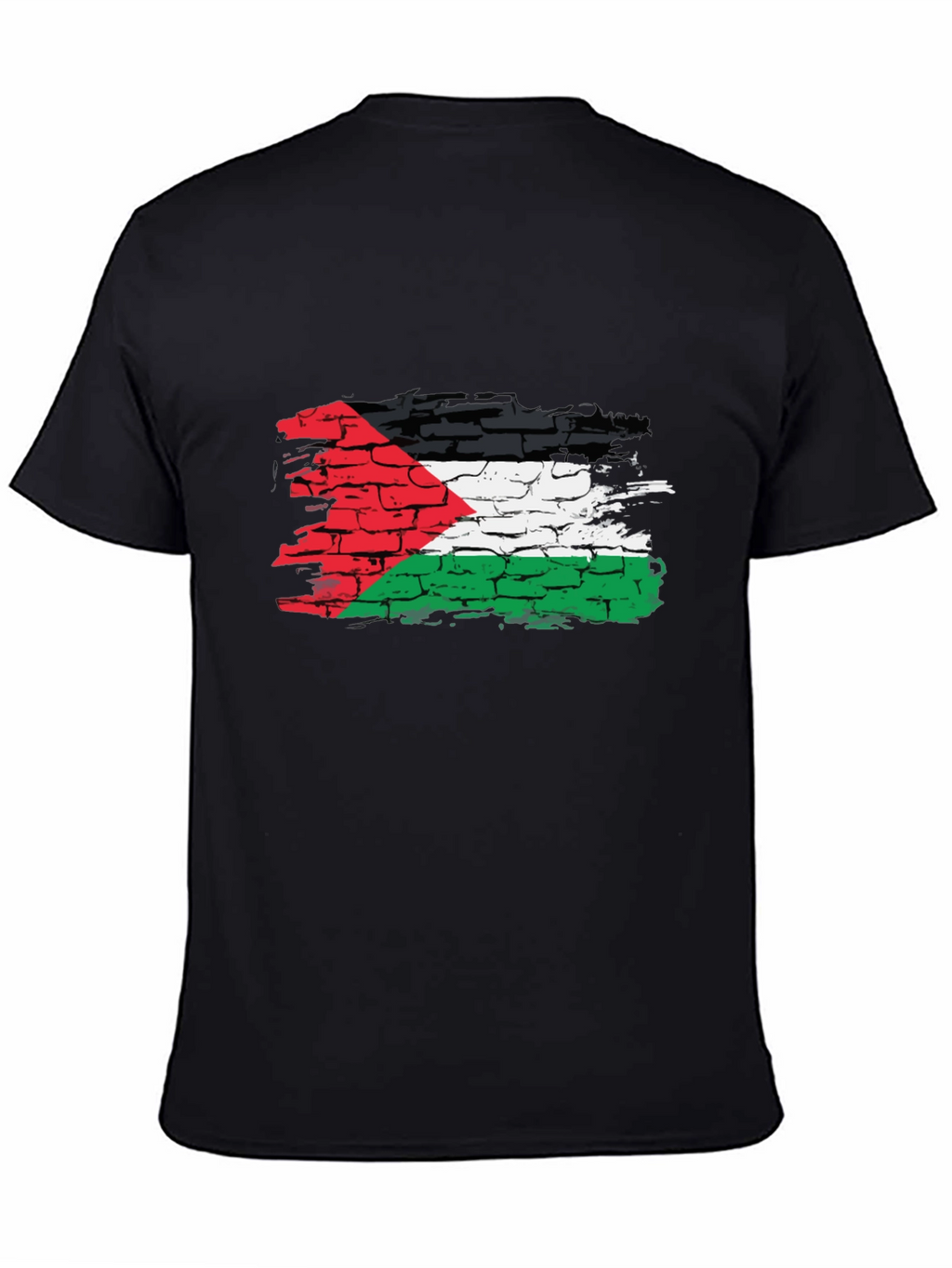 Palestine Flag Brick Wall Mens Black T-Shirt