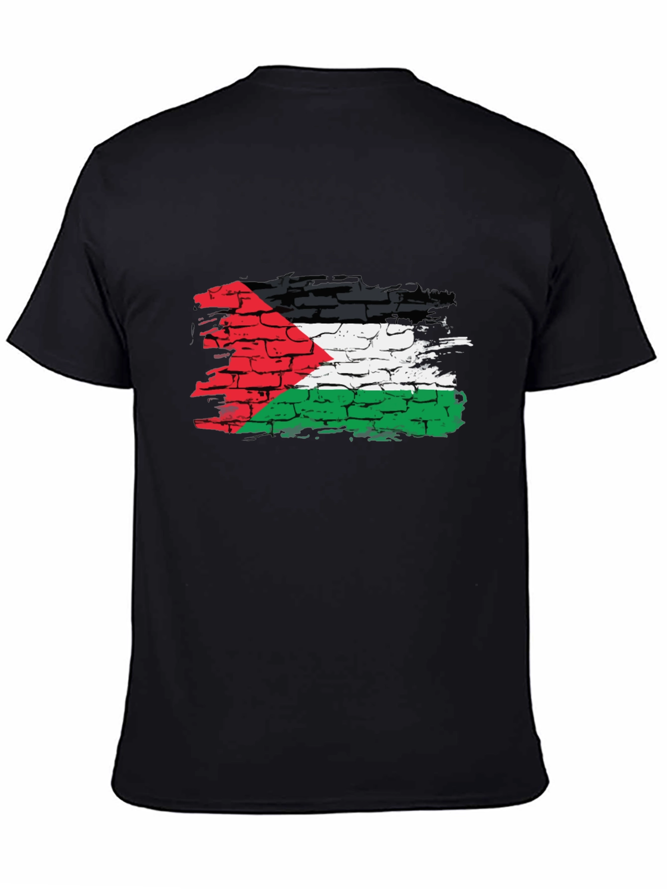 Palestine Flag Brick Wall Mens Black T-Shirt