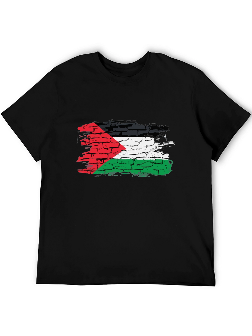 Palestine Flag Brick Wall Mens Black T-Shirt