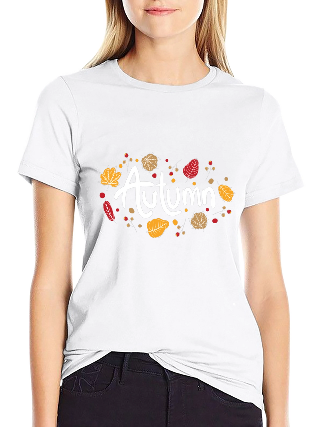 Autumn Leaves Graphic Black T-Shirt