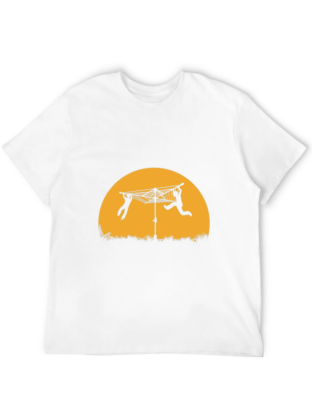 Black T-Shirt with Clothesline Silhouette