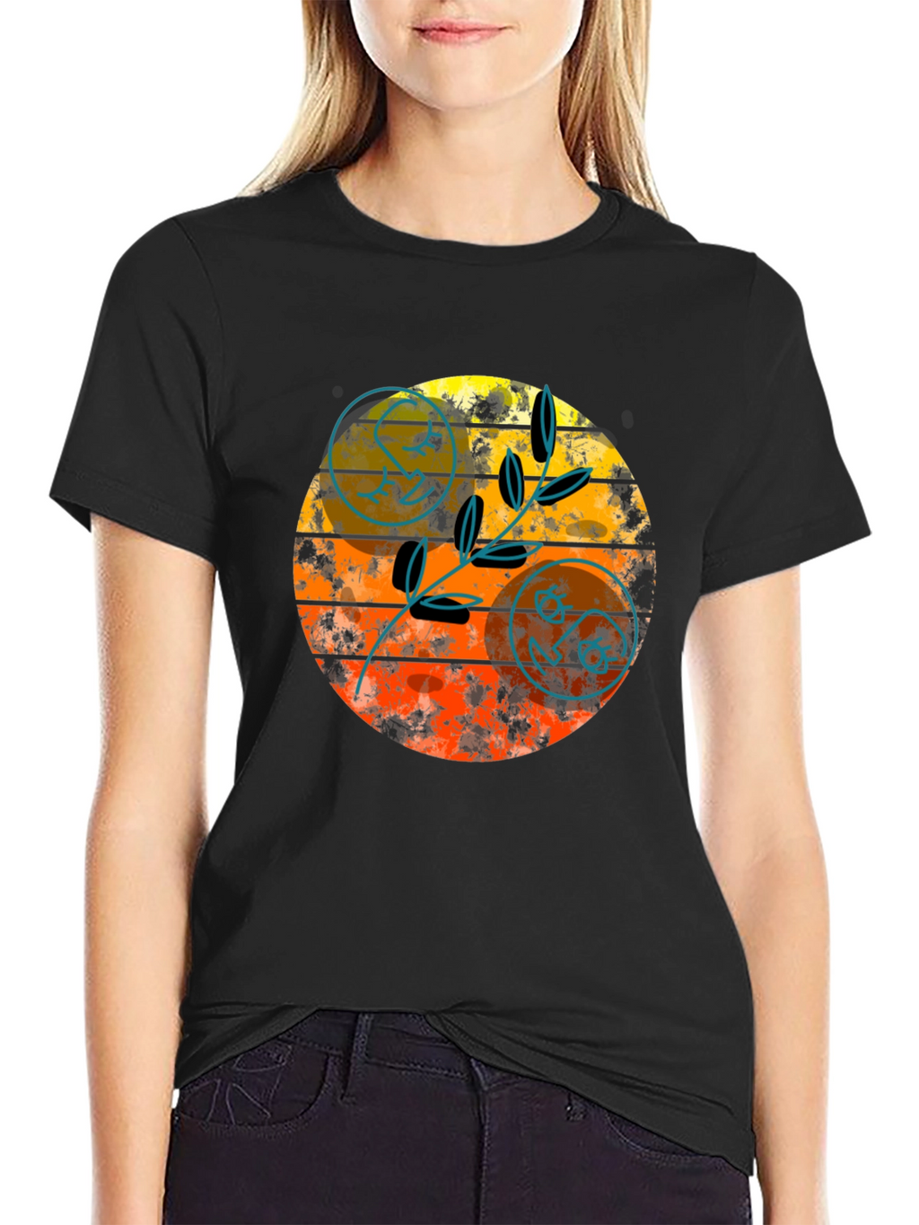 Retro Sunset Graphic Tee - Stylish Black T-Shirt