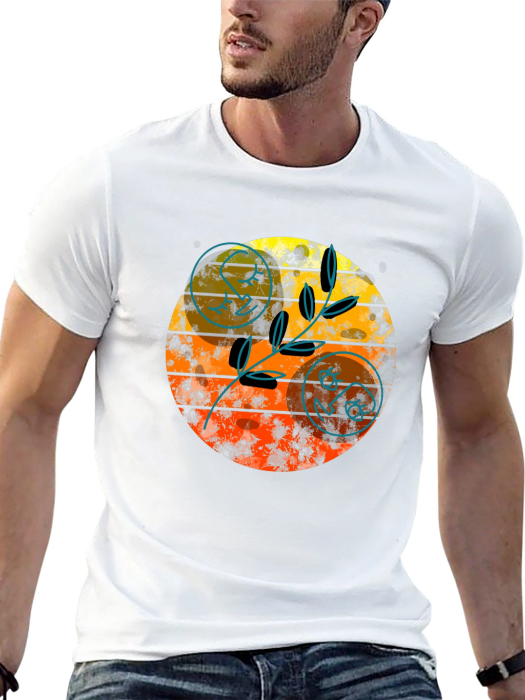 Retro Sunset Graphic Tee - Stylish Black T-Shirt