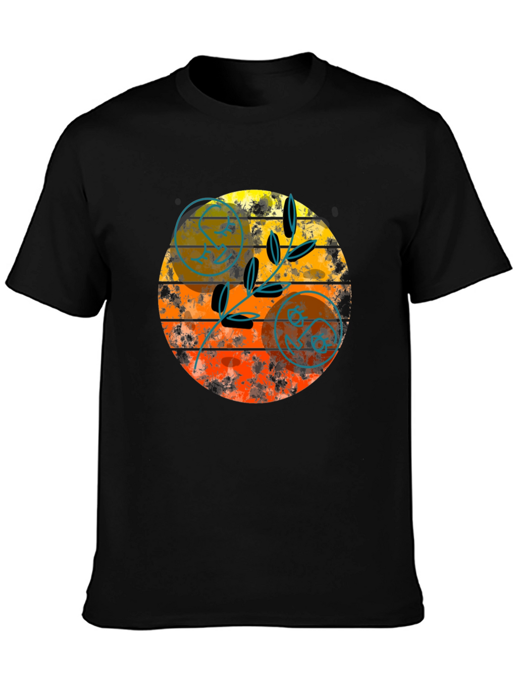 Retro Sunset Graphic Tee - Stylish Black T-Shirt