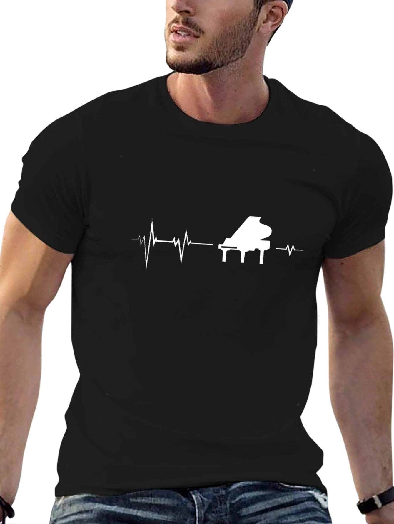 Piano Heartbeat T-Shirt - Music Lover Tee