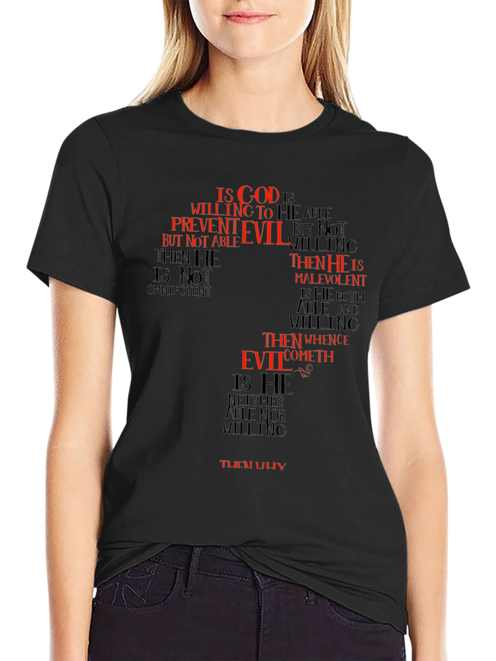 Philosophical Question Mark T-Shirt - God and Evil