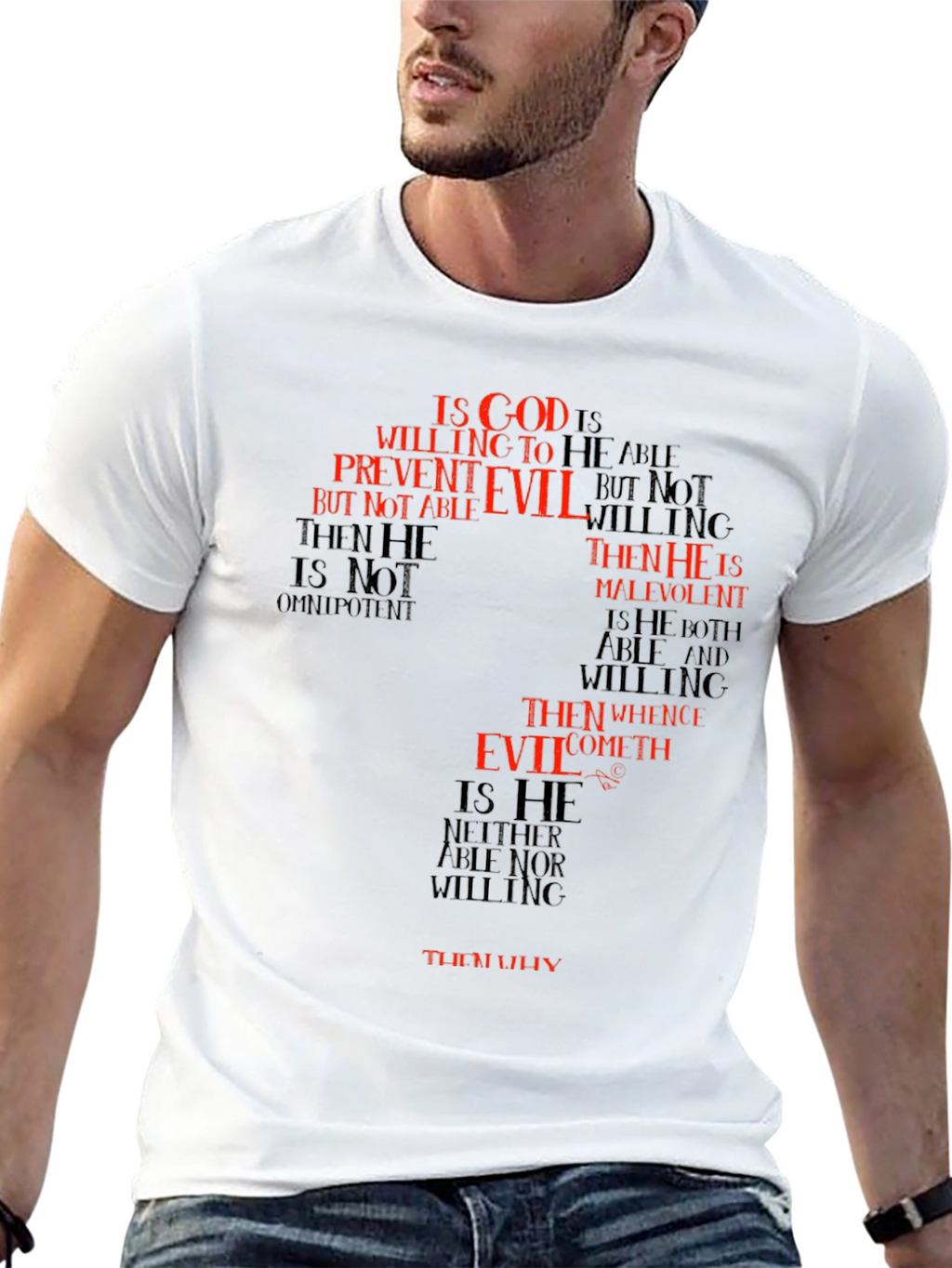 Philosophical Question Mark T-Shirt - God and Evil