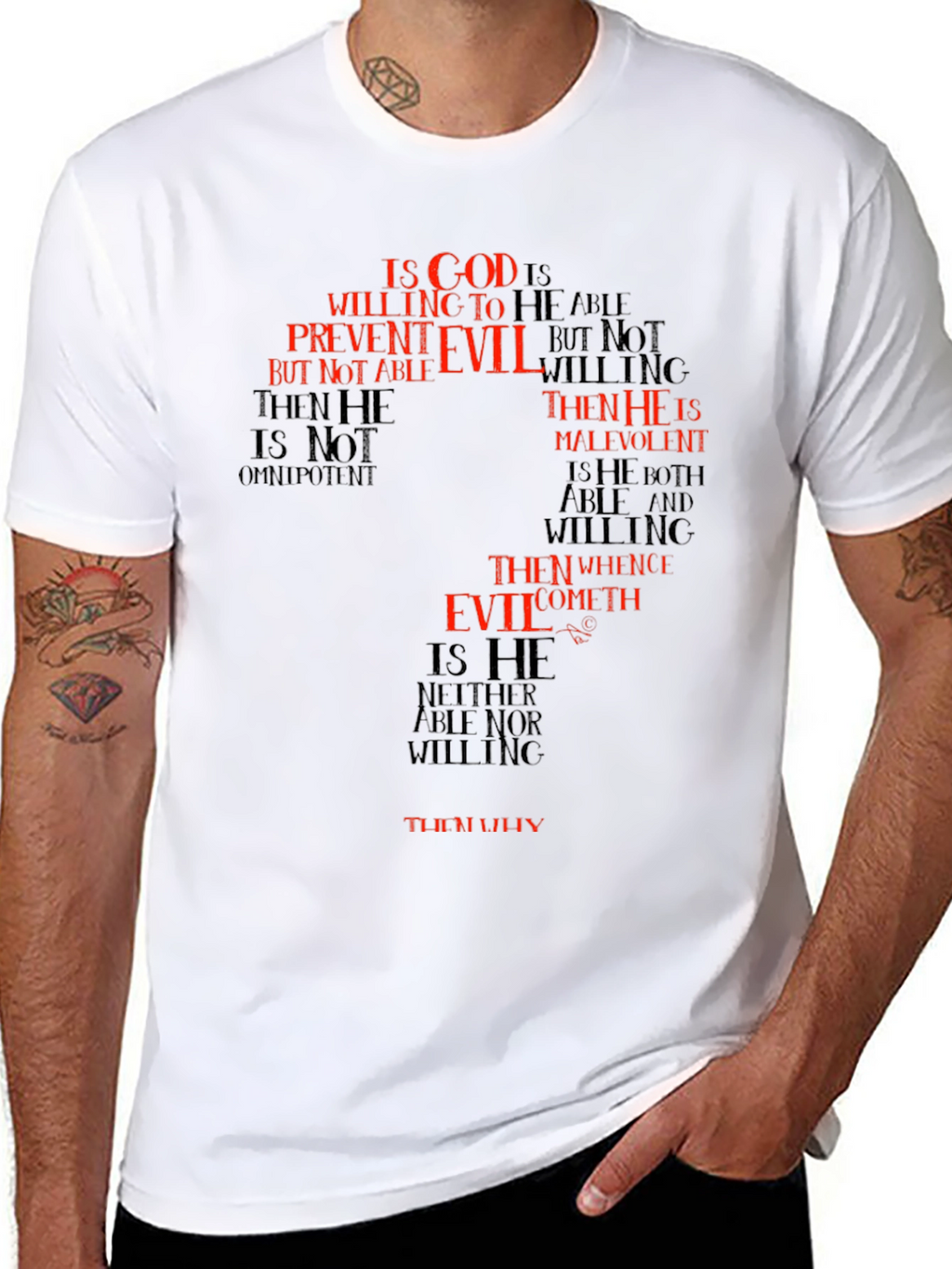 Philosophical Question Mark T-Shirt - God and Evil