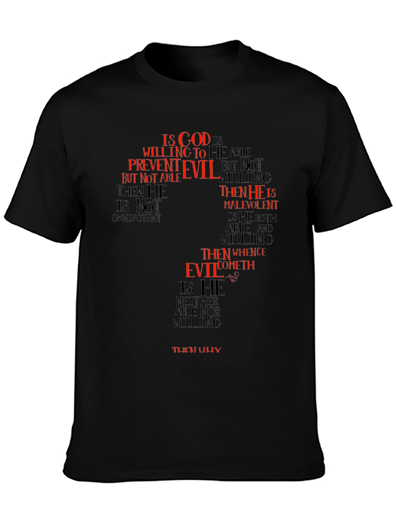 Philosophical Question Mark T-Shirt - God and Evil