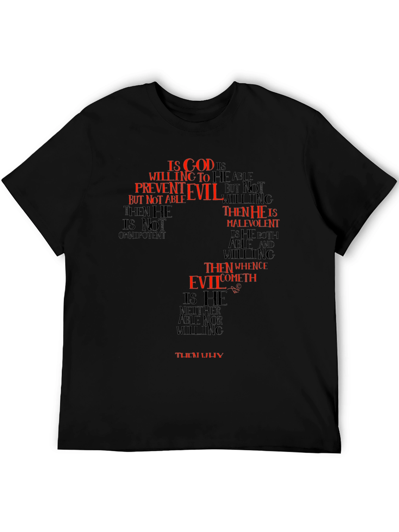 Philosophical Question Mark T-Shirt - God and Evil