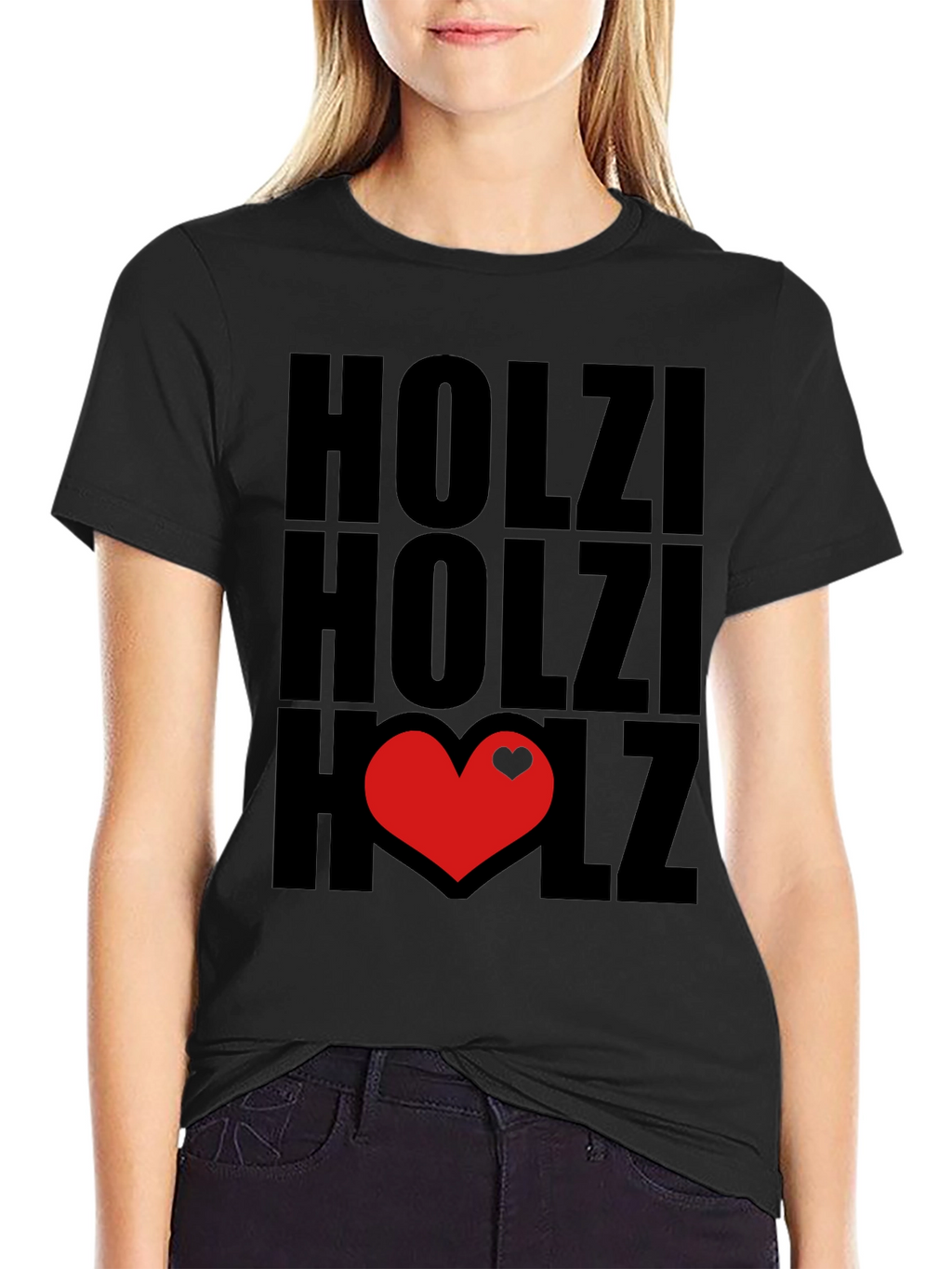 Holzi Love Heart Graphic T-Shirt - Black