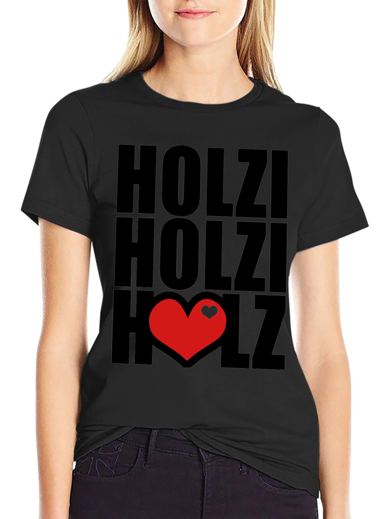 Holzi Love Heart Graphic T-Shirt - Black