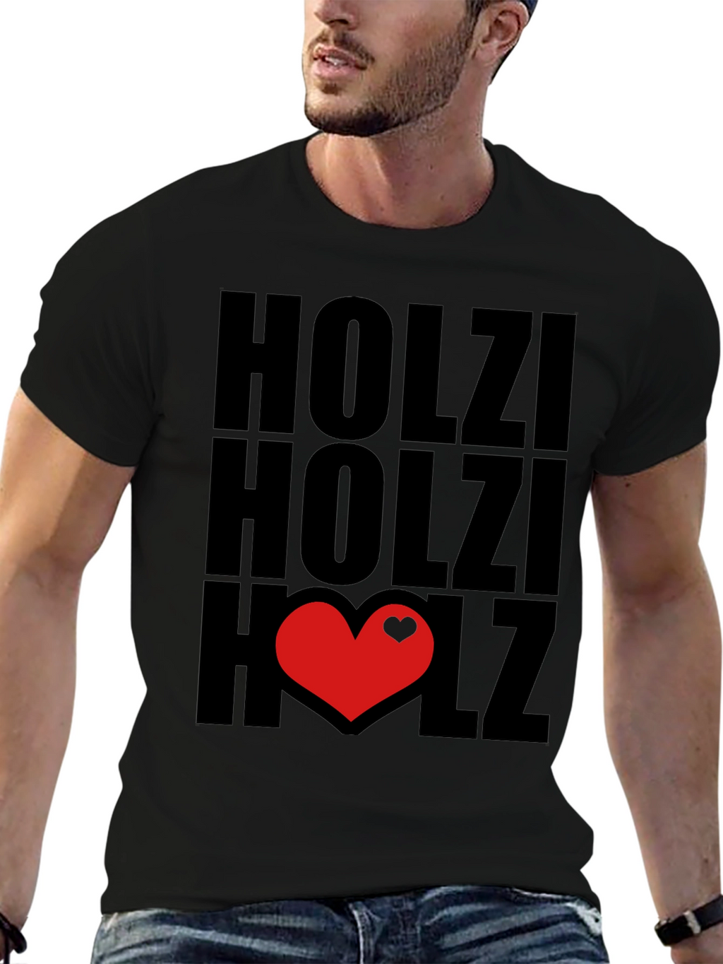 Holzi Love Heart Graphic T-Shirt - Black