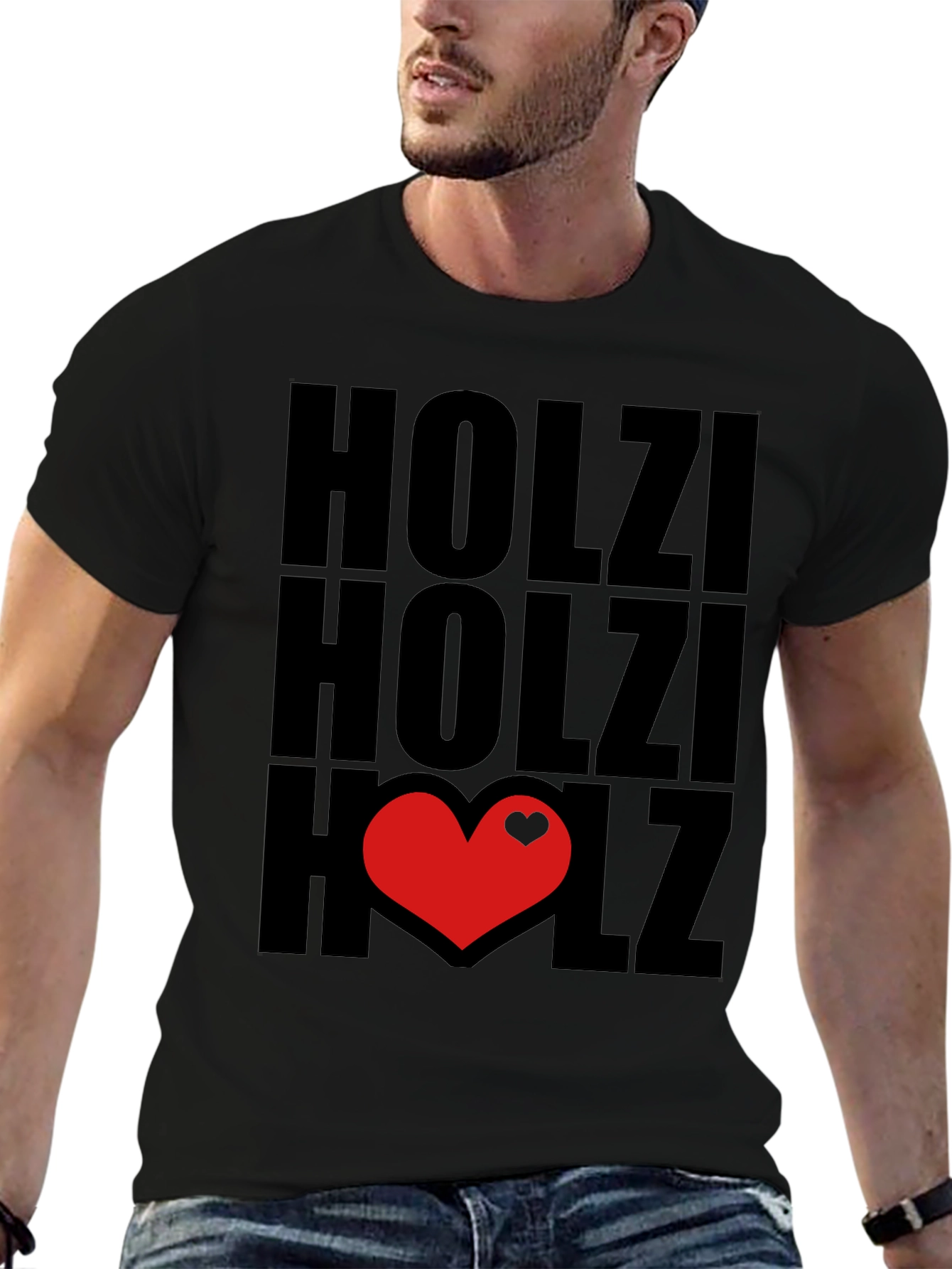 Holzi Love Heart Graphic T-Shirt - Black