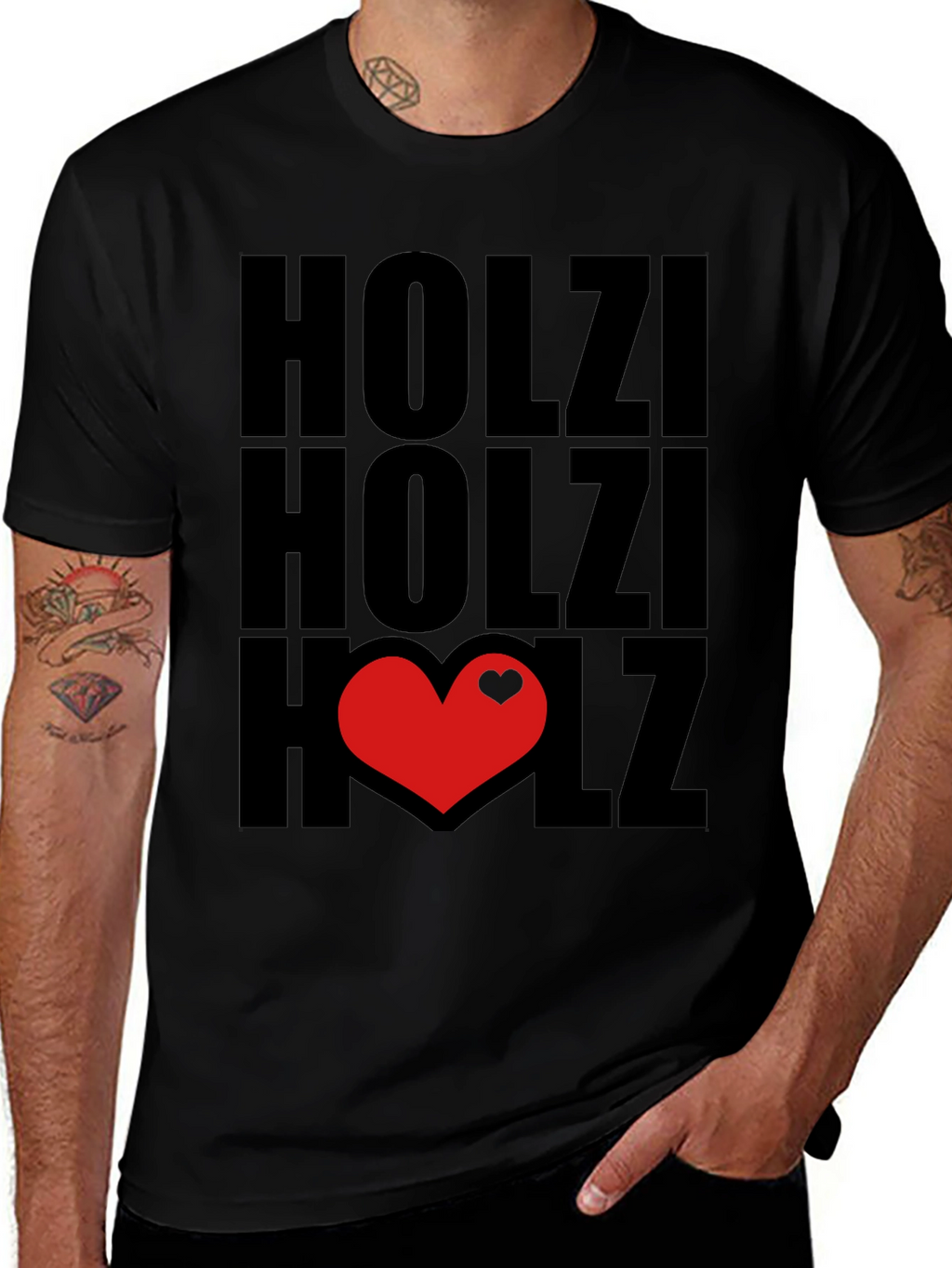 Holzi Love Heart Graphic T-Shirt - Black