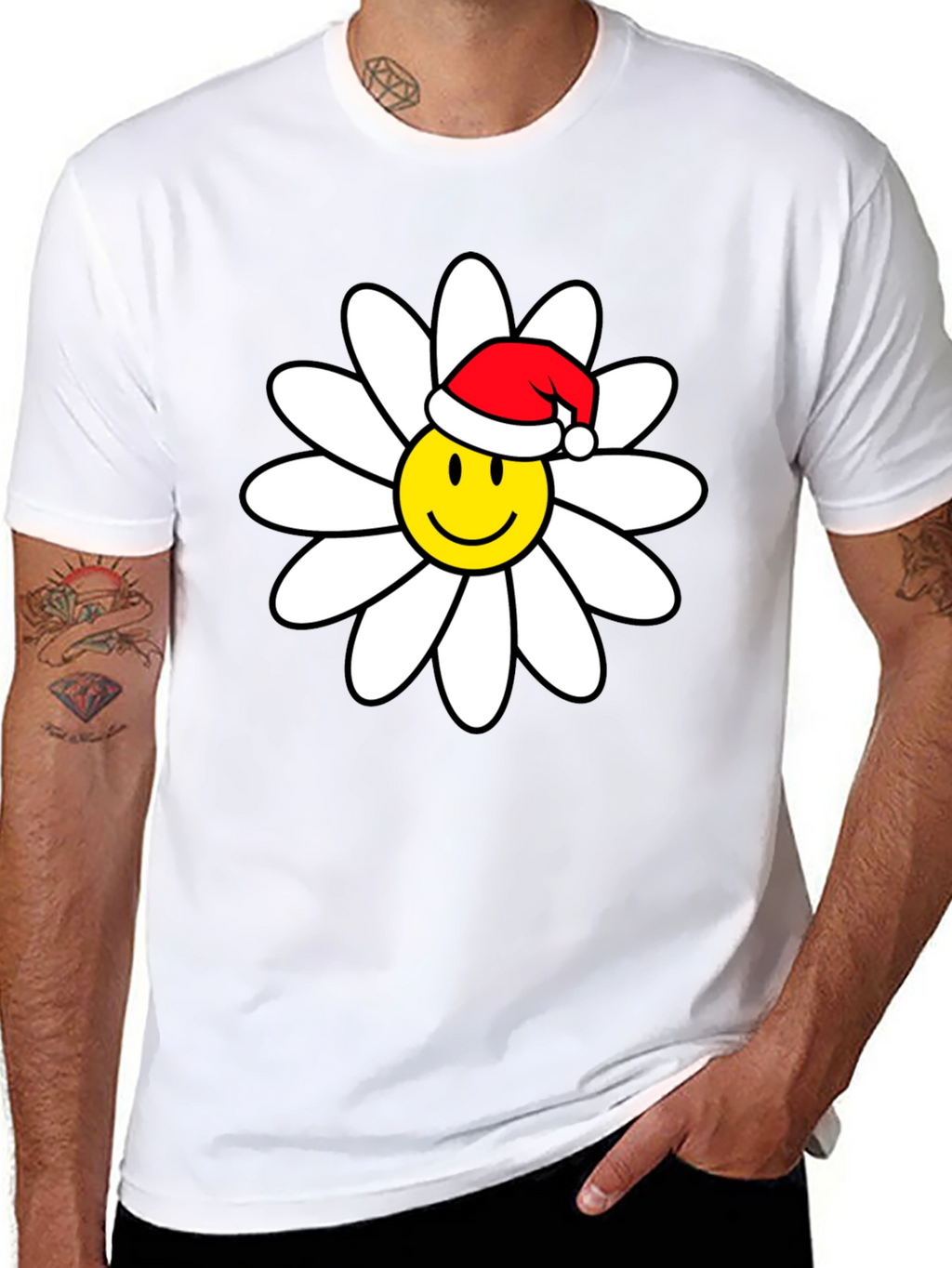 Daisy Smiley Face Santa Hat T-Shirt