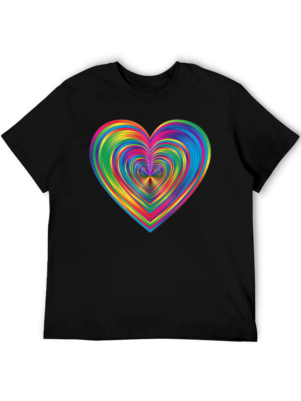 Rainbow Heart Graphic Black T-Shirt