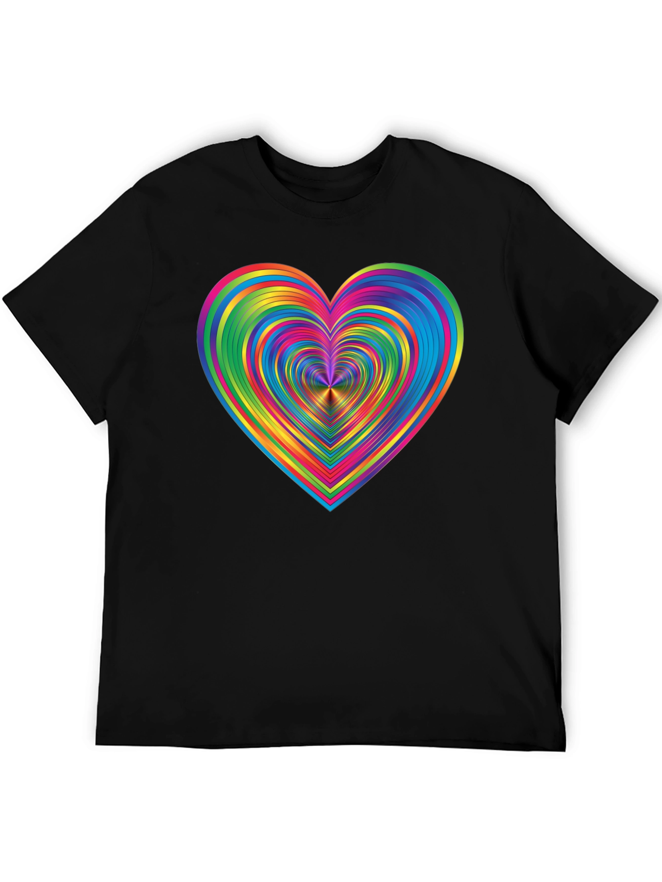 Rainbow Heart Graphic Black T-Shirt