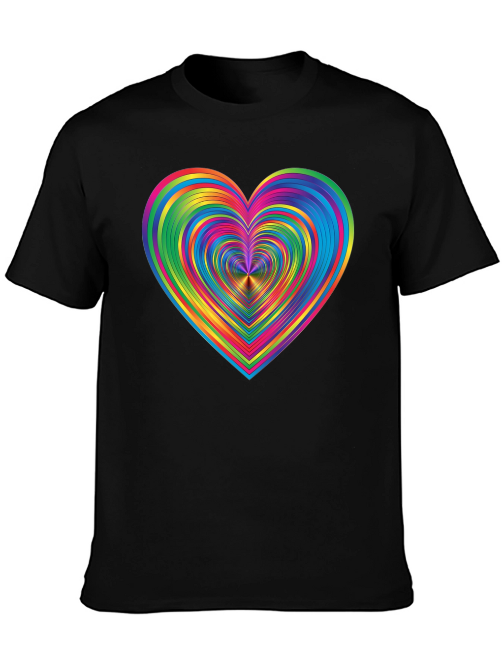 Rainbow Heart Graphic Black T-Shirt