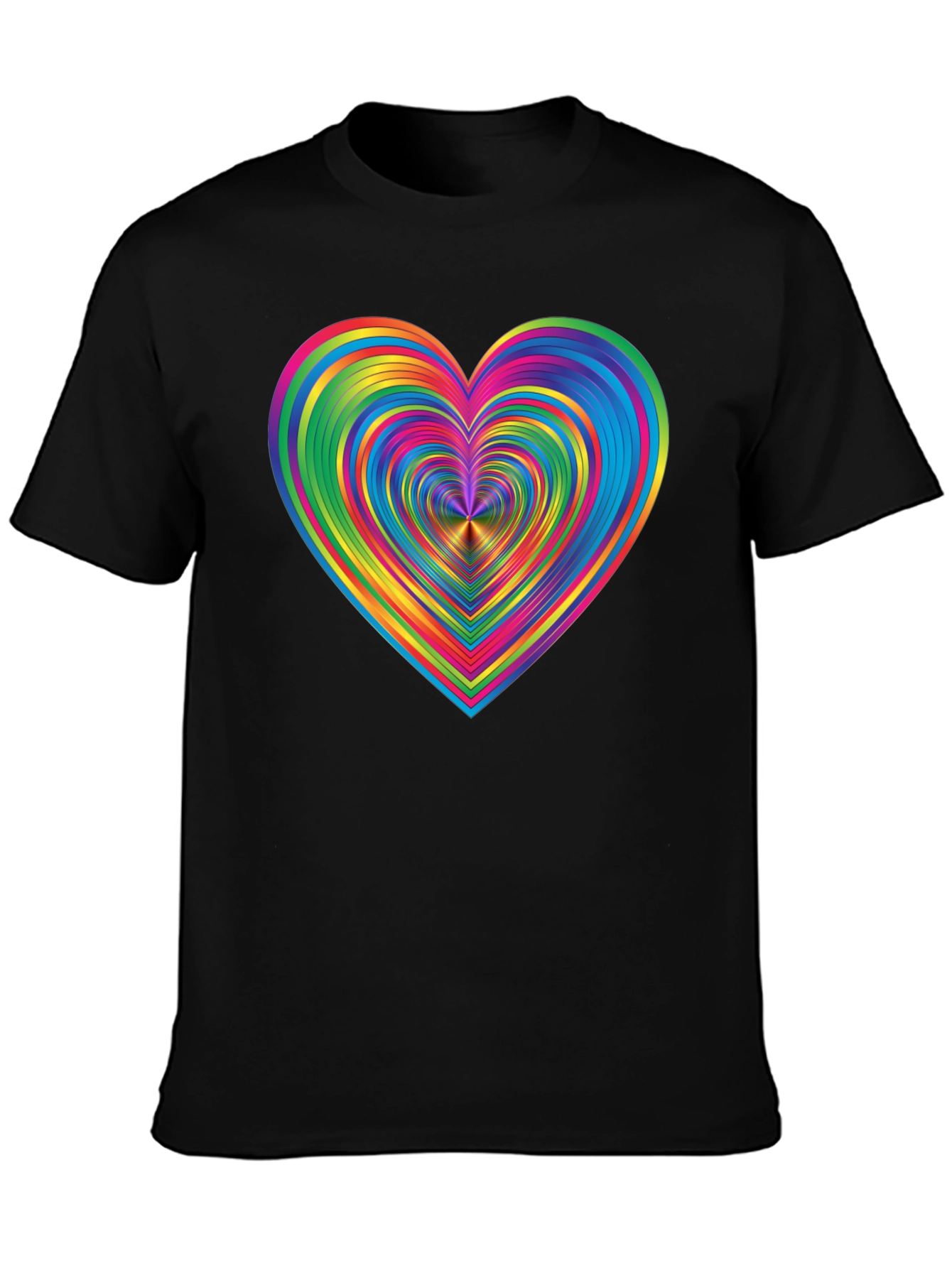 Rainbow Heart Graphic Black T-Shirt