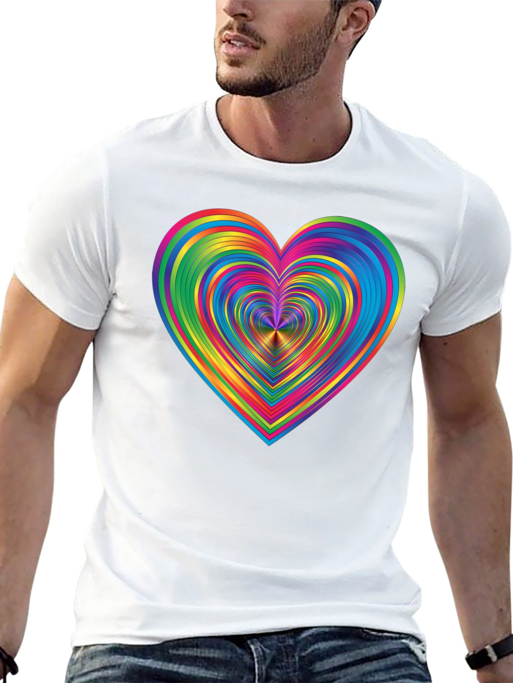 Rainbow Heart Graphic Black T-Shirt
